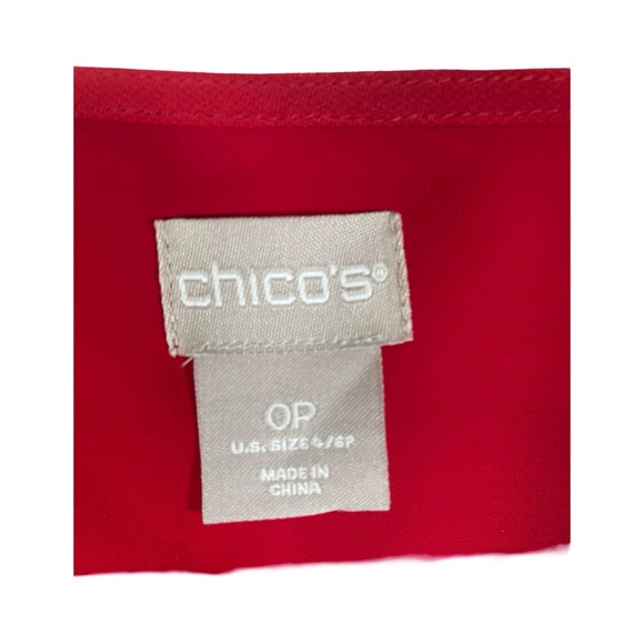 Chico’s pleated bell sleeved Red Women's Top size 0P - Picture 3 of 4